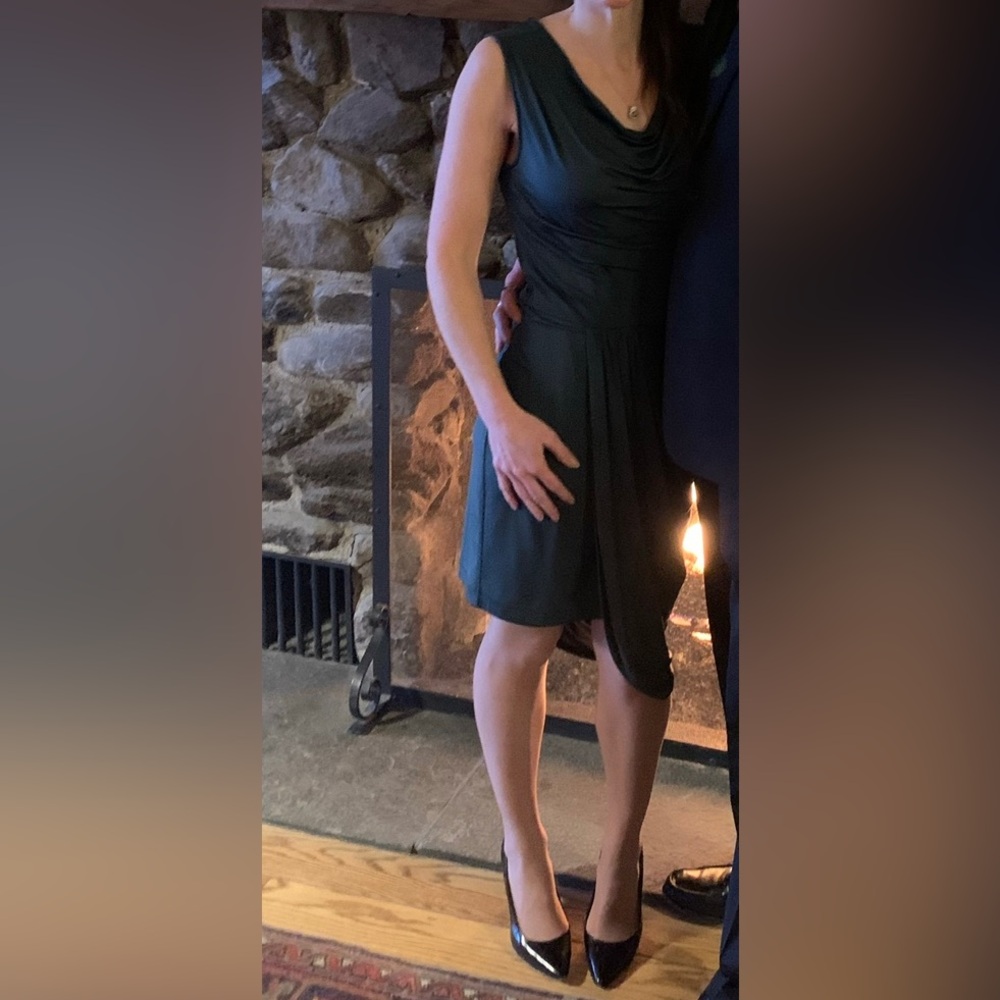 BCBG, formal dark green asymmetrical dress, size 4
